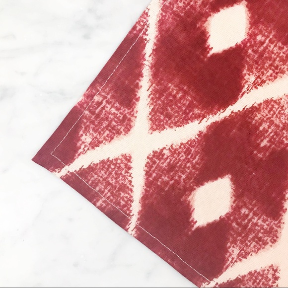 West Elm Red & Cream Ikat Cotton Napkins Set of 6 - Picture 4 of 7